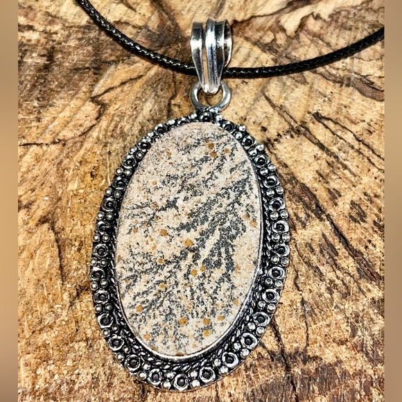 Brown German Dendritic Agate Pendant 2 1/4” - Picture 2 of 6